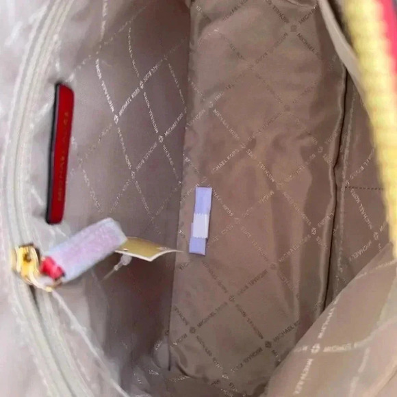 Michael Kors Dome Satchel Purse Jet Set Medium Bag Flame - Picture 8 of 11